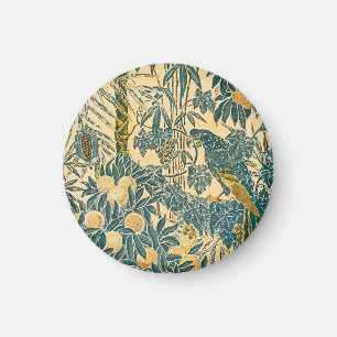 Imã Arte Vintage de Walter Crane de Arara e Fruta Cítr