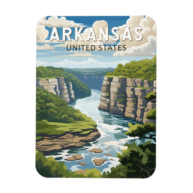 Ímã Arte Vintage Viagem Arkansas (Vertical)