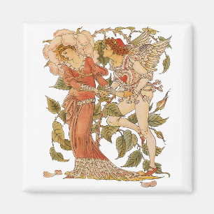 Imã Arte Vitoriano Antigo, Rosa por Walter Crane