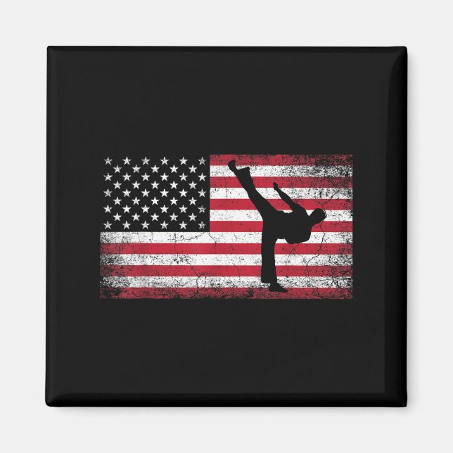 Imã Artes Marciais de Karatê 4 de Julho Bandeira Ameri (Frente)