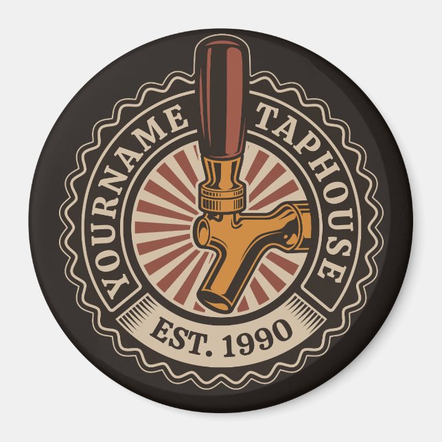 Imã Artesanato DE NOME Personalizado Bar de cervejaria (Frente)