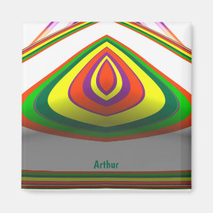 Imã ARTHUR ~ OLHOS QUADRADOS 3D Verde Amarelo Verde Fr