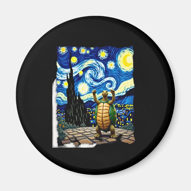Imã Artistic Turtle Shirt  Starry Night Turtle (1) (Frente)