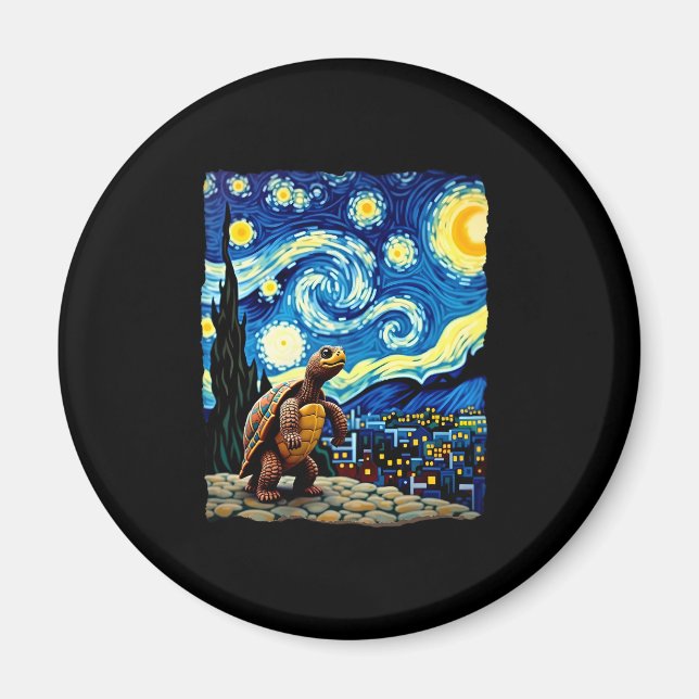 Imã Artistic Turtle Shirt  Starry Night Turtle (2) (Frente)