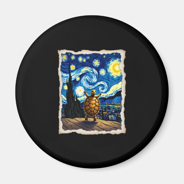 Imã Artistic Turtle Shirt  Starry Night Turtle (3) (Frente)