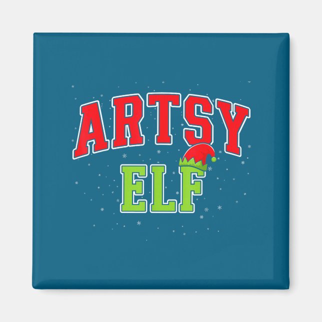 Imã Artsy Elf Christmas Family Matching Group Xmas Act (Frente)
