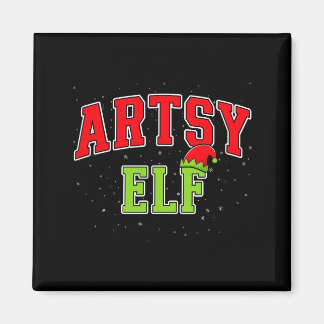 Imã Artsy Elf Christmas Family Matching Group Xmas Act (Frente)