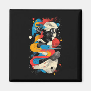 Imã Artsy Snowboarder Sobre Homens Abstrato Mulheres S