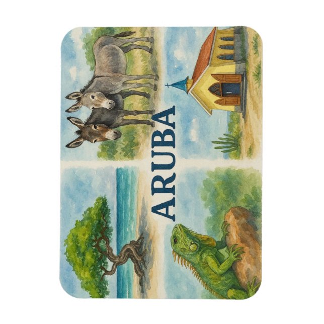 Ímã Aruba multivisual aquarela (Vertical)