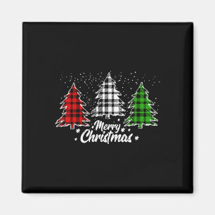 Imã Árvore Alegre de Natal Plaid de Búfalo Vermelho Br
