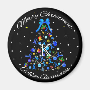 Imã Árvore Azul de Natal Autismo