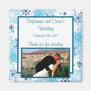 Imã Árvore Azul do Magnet 2"x2" / Flocos de neve