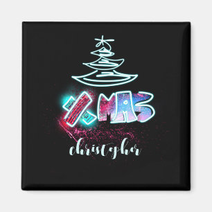 Imã Árvore Brilho Brilho Azul E Vermelho Xmas Tygraphy