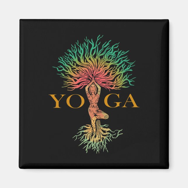 Imã Árvore Da Vida Com Mulher Yoga Chakra Haka Yoga  (Frente)