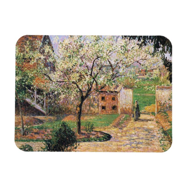 Ímã Árvore de ameixa de flores, Eragny Camille Pissarr (Horizontal)