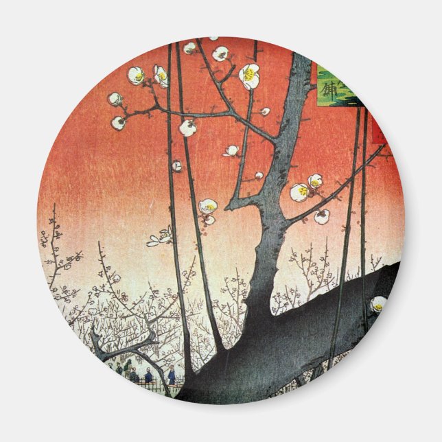 Imã Árvore de ameixa de flores, Hiroshige (Frente)
