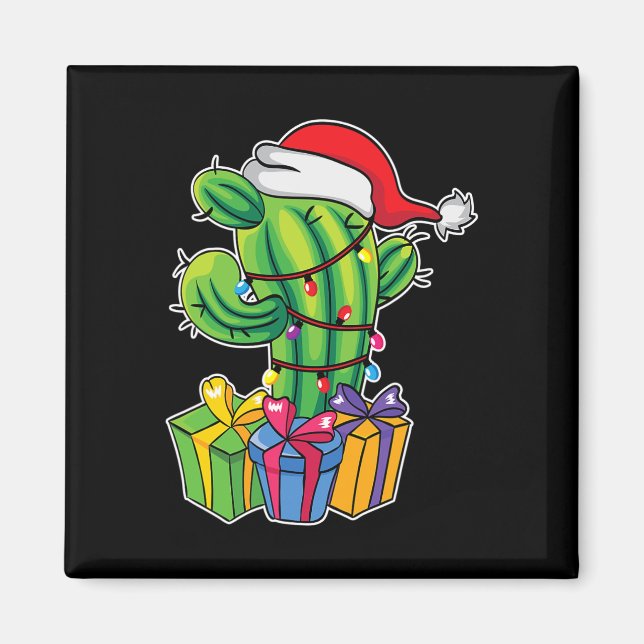Imã Árvore de Cacto Com Presentes - Natal Mexicano Em  (Frente)