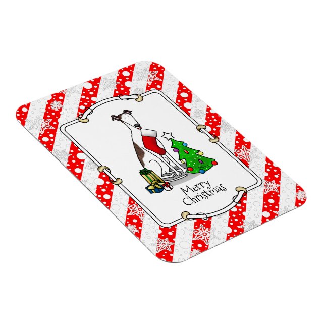 Ímã Árvore de Natal 2 Greyhound (branco-brindle) Diver (Lado Direito)