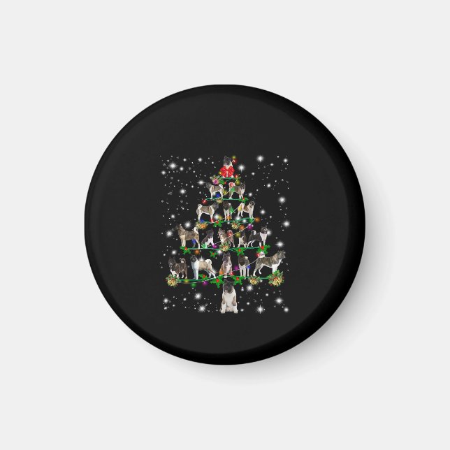Imã Árvore De Natal Akita Coberta Por Flashli (Frente)