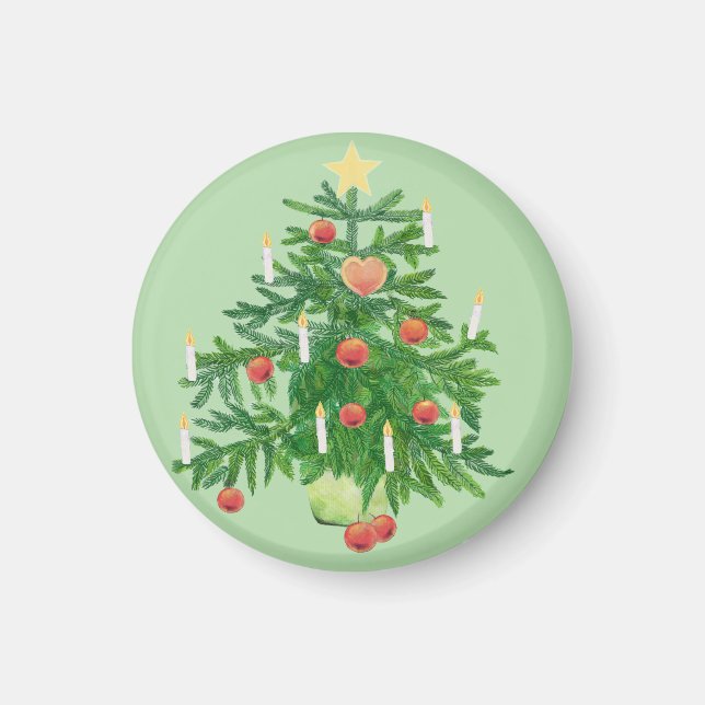 Imã Árvore de Natal Antiga com uma Estrela (Frente)