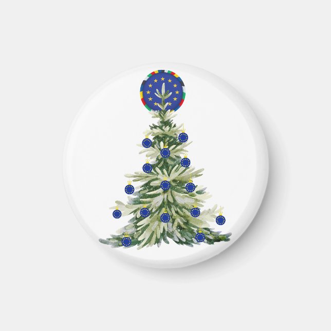 Imã Árvore de Natal - Bandeira da União Europeia | Eur (Frente)
