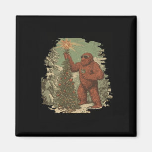 Imã Árvore de Natal Bigfoot Luzes Tarot Xmas Sasquatch