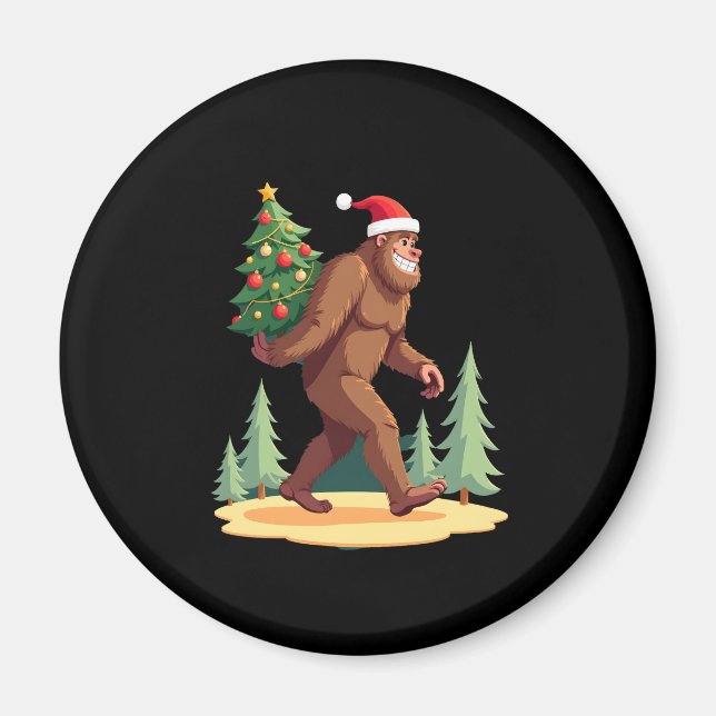 Imã Árvore de Natal Bigfoot Santa Hat (Frente)
