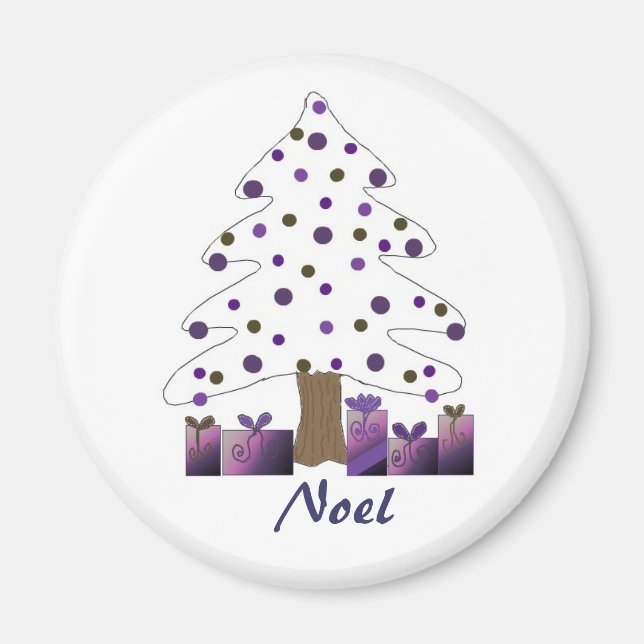 Imã Árvore de Natal Branca e Roxa (Frente)