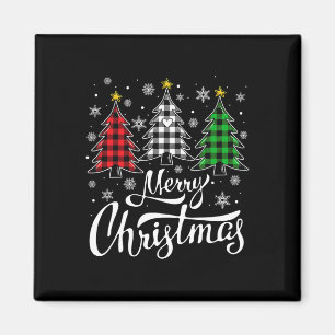 Imã Árvore de Natal Buffalo Xadrez Vermelha White Gree