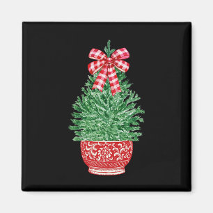 Imã Árvore de Natal Chinoiserie Red White Ginger Jar H