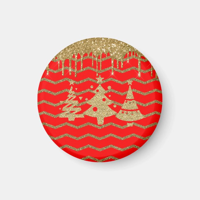 Imã Árvore de natal com brilho vermelho (Frente)