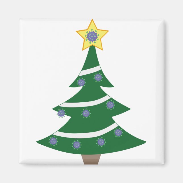 Imã Árvore de Natal com Moléculas Covid (Frente)