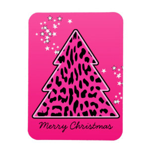 Ímã Árvore de Natal cor-de-rosa da chita do leopardo