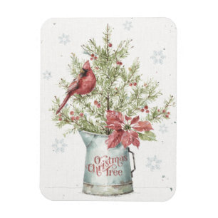 Ímã Árvore de Natal da Farmhouse com Cardeal