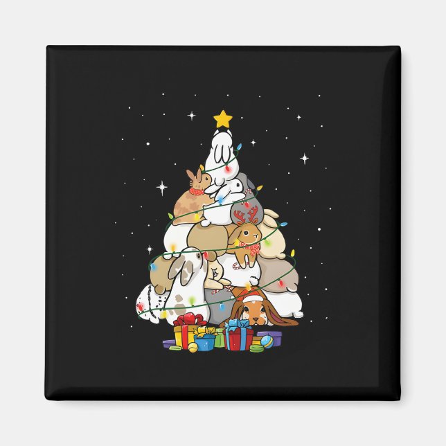 Imã Árvore de Natal de Coelho Fofo  (Frente)
