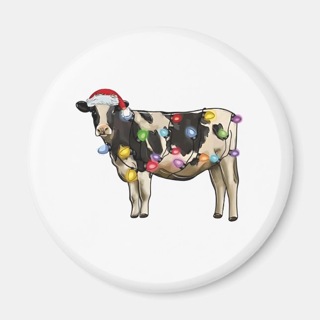 Imã Árvore de Natal de gado vaca fazenda festiva (Frente)