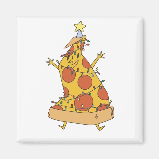 Imã Árvore de Natal de Pizza - Comida de Natal Diverti (Frente)