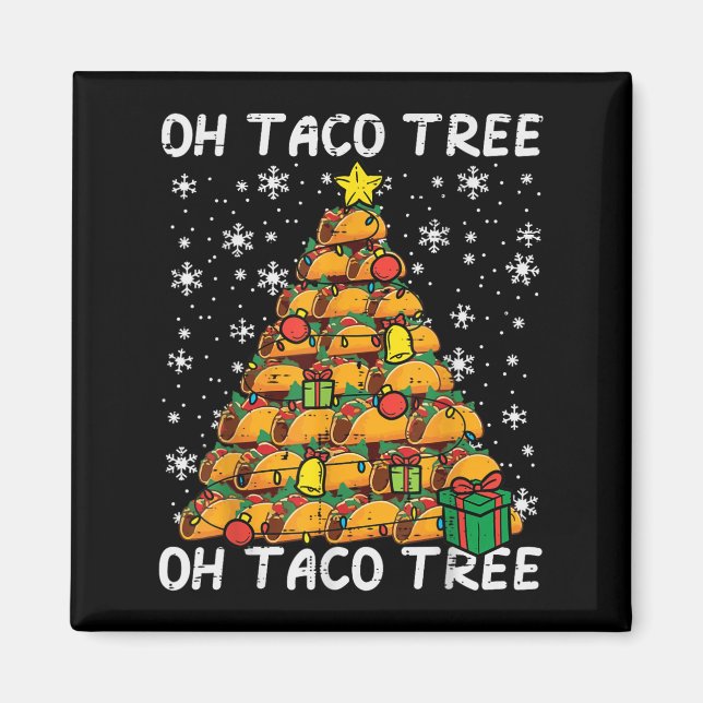 Imã Árvore de Natal de Tacos Engraçado Natal Foodie Me (Frente)