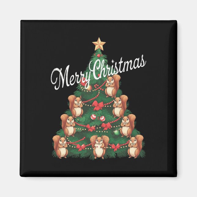 Imã Árvore de Natal do Esquilo Xmas (Frente)
