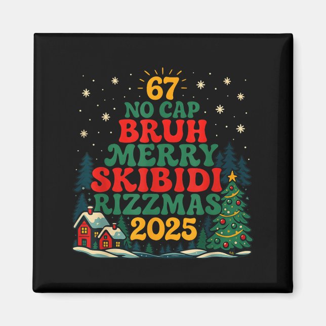 Imã Árvore de Natal do Meme Engraçado Skibiddi Rizzmas (Frente)