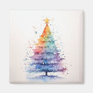 Imã Árvore de Natal do Rainbow com Watercolor