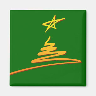 Imã Árvore de Natal Dourada sobre o Magnet Verde