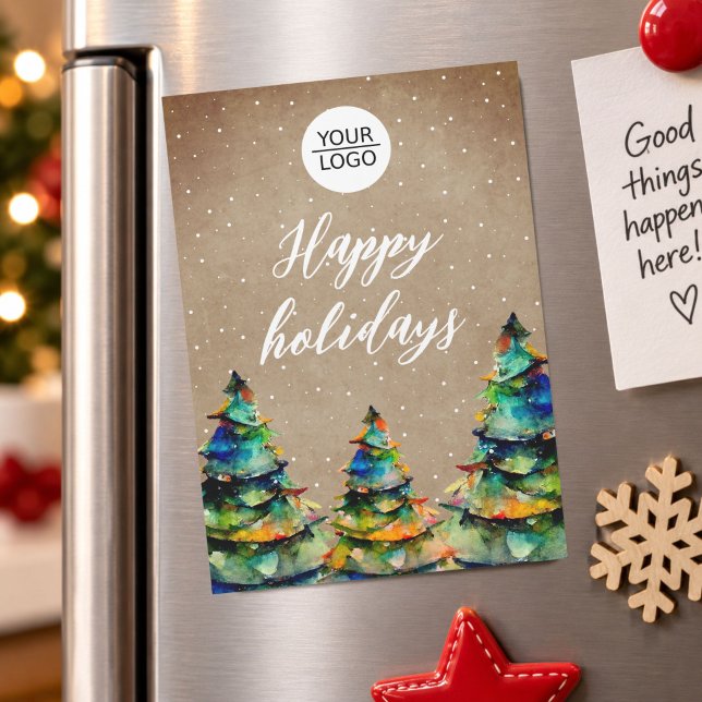 Ímã Árvore de Natal Empresa Add Logo Rústico (Criador carregado)