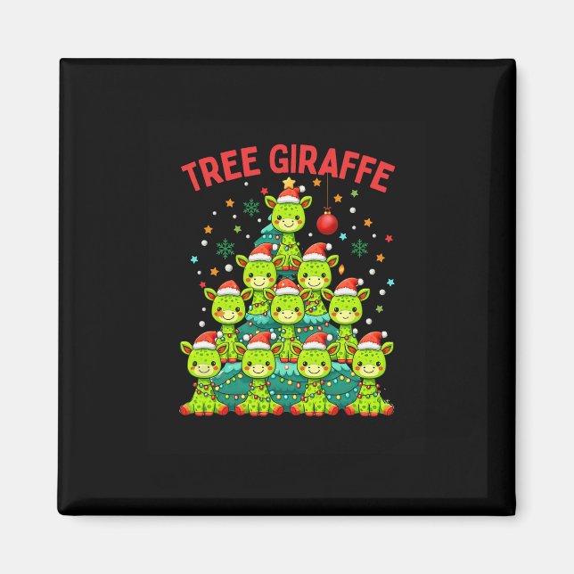 Imã Árvore de Natal engraçada Girafa Feriada Girafas S (Frente)