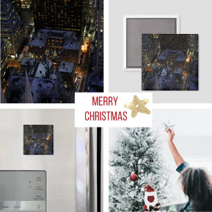 Imã Árvore de Natal escondida em Manhattan à noite