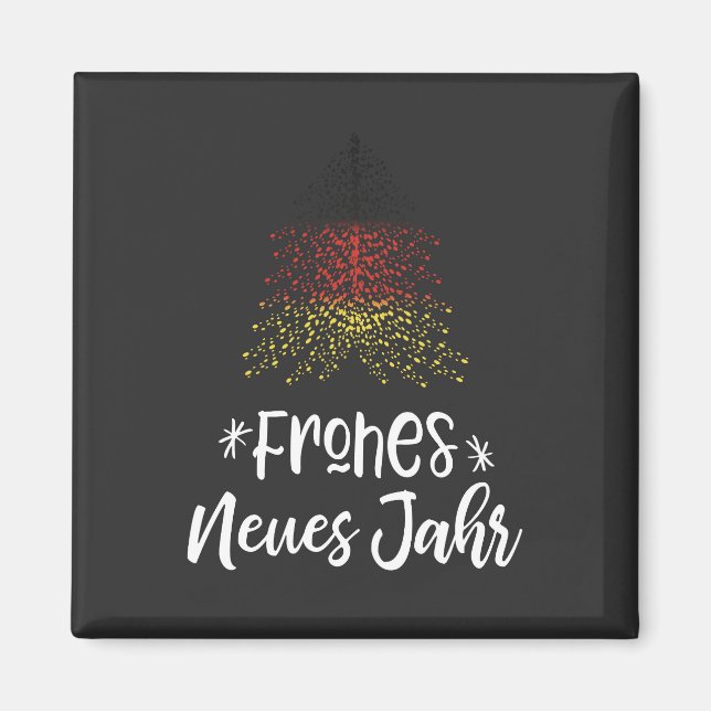 Imã Árvore de Natal feliz ano novo com bandeira alemã (Frente)