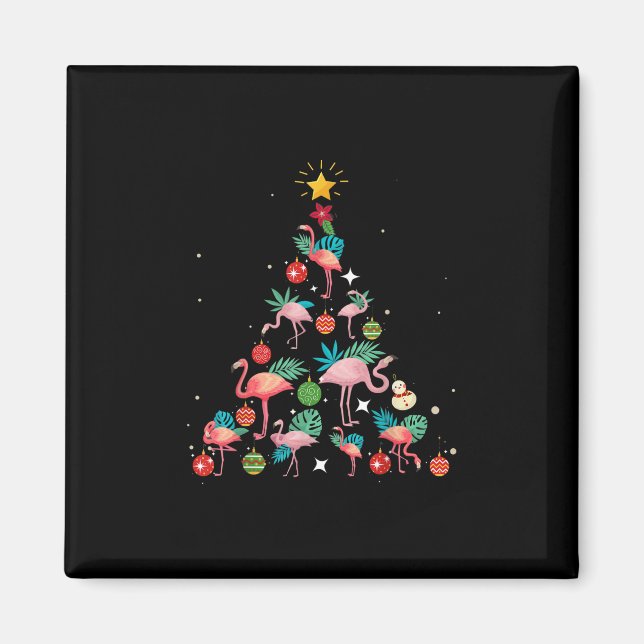Imã Árvore de Natal Flamingo Engraçada (Frente)