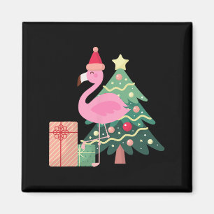 Imã Árvore de Natal Flamingo Rosa Tropical Verão Natal