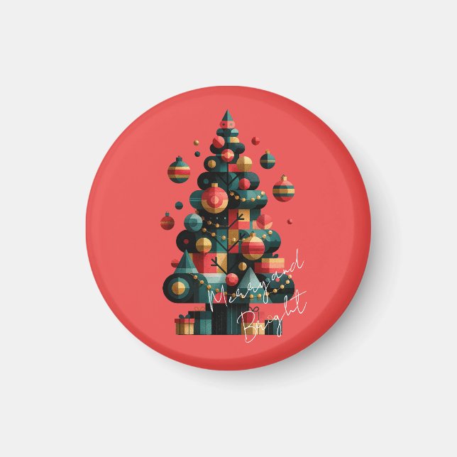 Imã Árvore de Natal Geométrica (Frente)