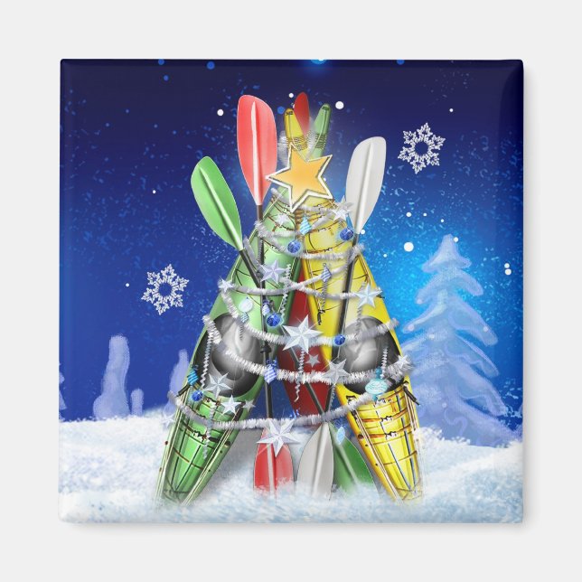 Imã Árvore de Natal Kayak (Frente)